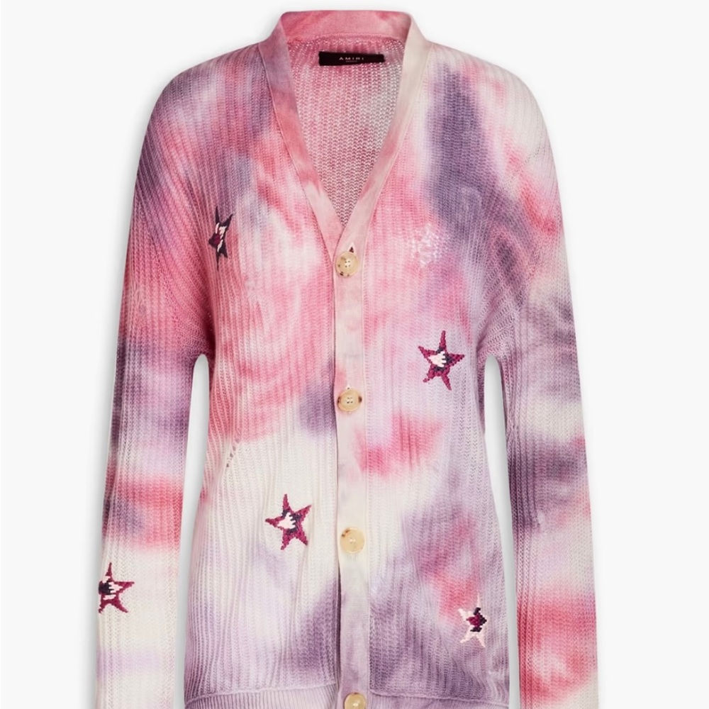 AMIRI cashmere tie dye embroidered cardigan
